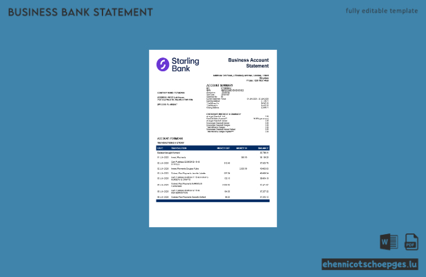 Starling-Unternehmenserklärung für das Vereinigte Königreich (Word- und PDF-Beispiel)